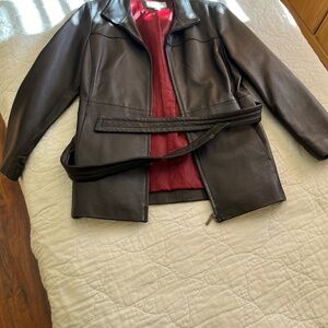 Women's Worthington Black Leather Jacket Size Petite Large